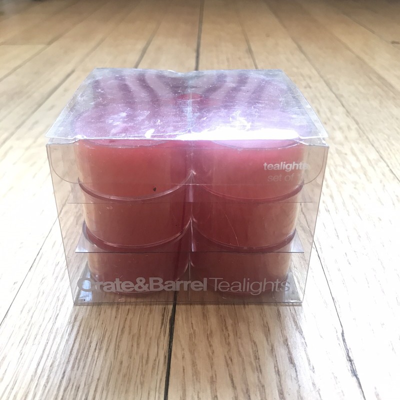 Crate & Barrel Red tea light candle box of 12 new NIB table Accent Valentine