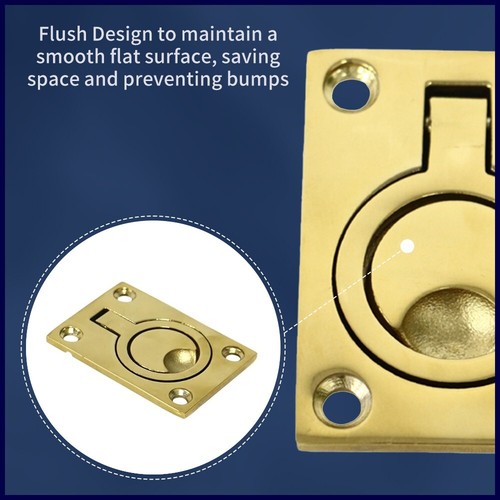 Alastin Brass Plating Boat Hatch Pull Handle 62mm*45mm Flush Ring Lift Handle - Imagen 4 de 11