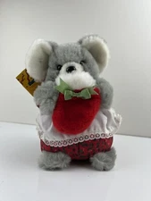 Vintage NWT 1988 Prestige Toy Corp. Christmas Holiday Mouse Stuffed Animal Plush