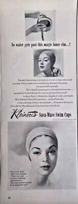 1950 Women's Kleinert's sava wave swim cap Jean Patchett vintage ad 