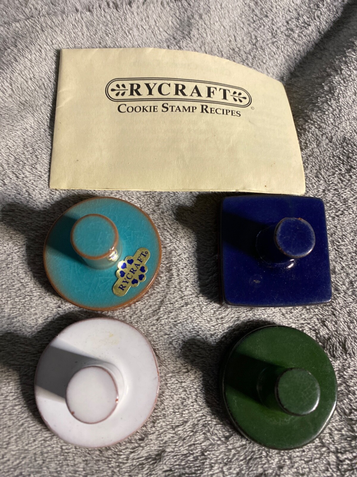 (4) Vintage Rycraft Cookie Stamps—Pumpkin Snowflake Floral, Recipe Book