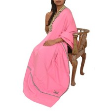 Sanskriti Vintage Pink 100 Pure Woollen Shawl Handmade Suzani Long Throw Stole