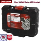 NEW CRAFTSMAN 11-PC 6-PT 1/4" DRIVE SAE INCH SOCKET WRENCH SET # 13220