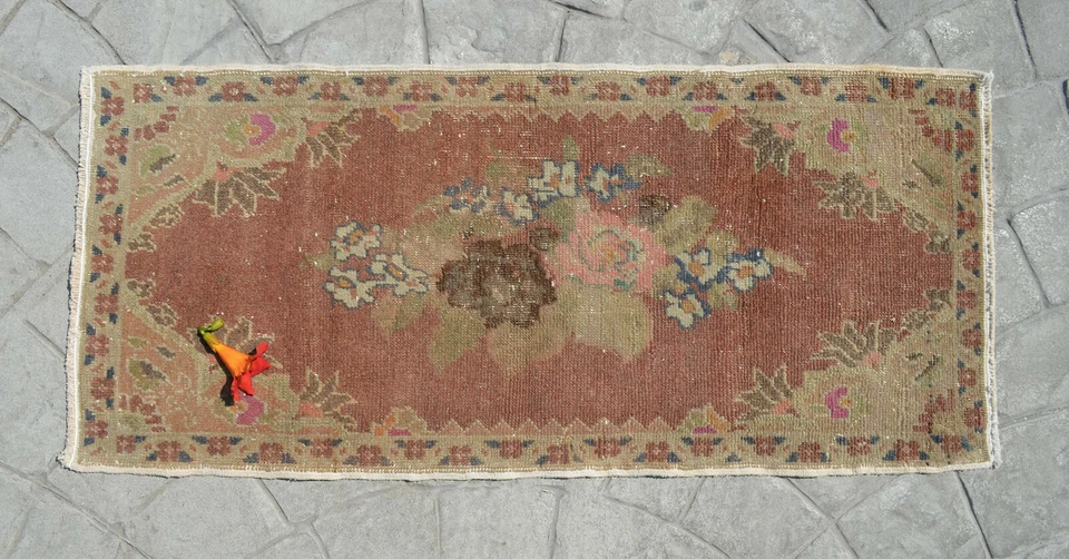 Vintage Rug, Turkish Rug, Oushak Rug, Handmade Rug, Doormat, Kitchen Rug, 2 x 3 - Image 2 of 4