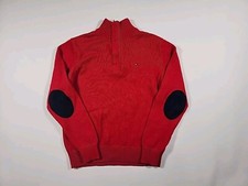 Tommy Hilfiger Sweatshirt Kids Medium Red 1/4 Zip Elbow Patches Pullover