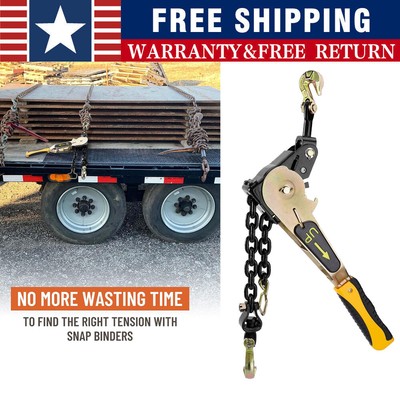 Tow Chain Ratchet Binder w/ Grab Hooks 12FT Chain & 5400 lbs WLL Load Binder US