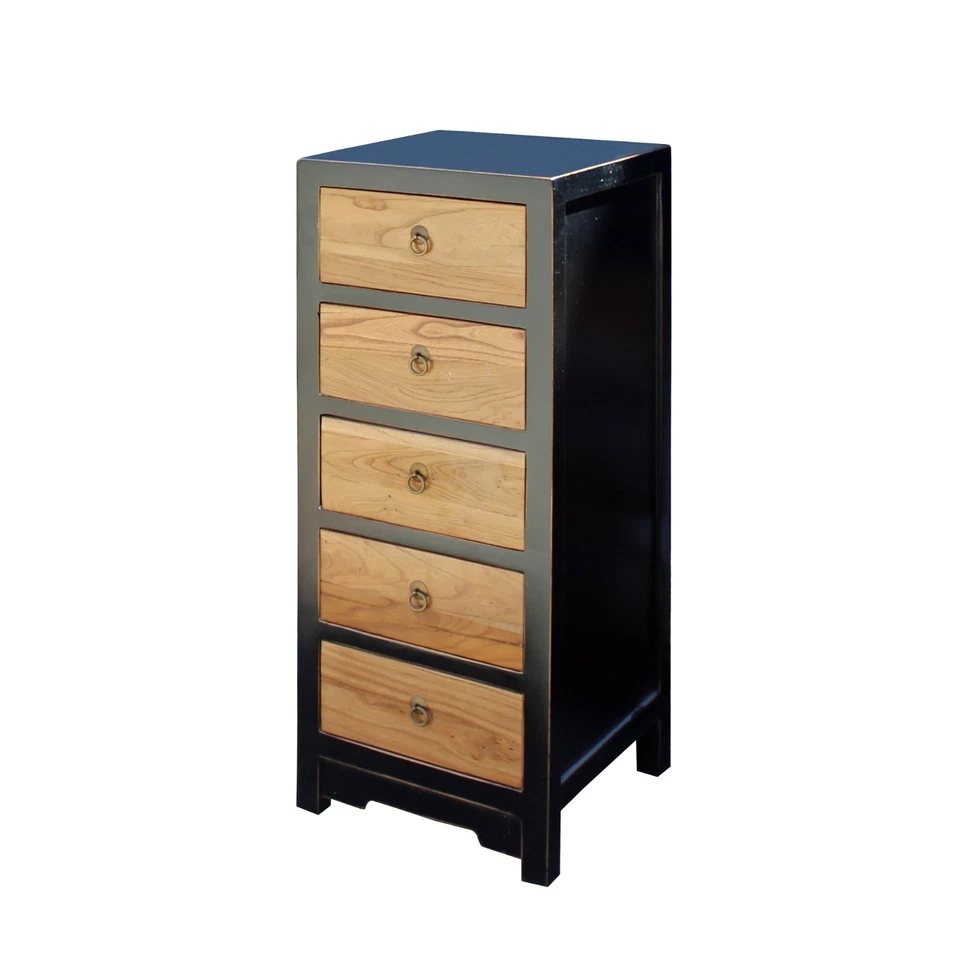 Black & Brown Five Drawers Slim Chest of Drawers Cabinet cs4184 - Image 4 of 4