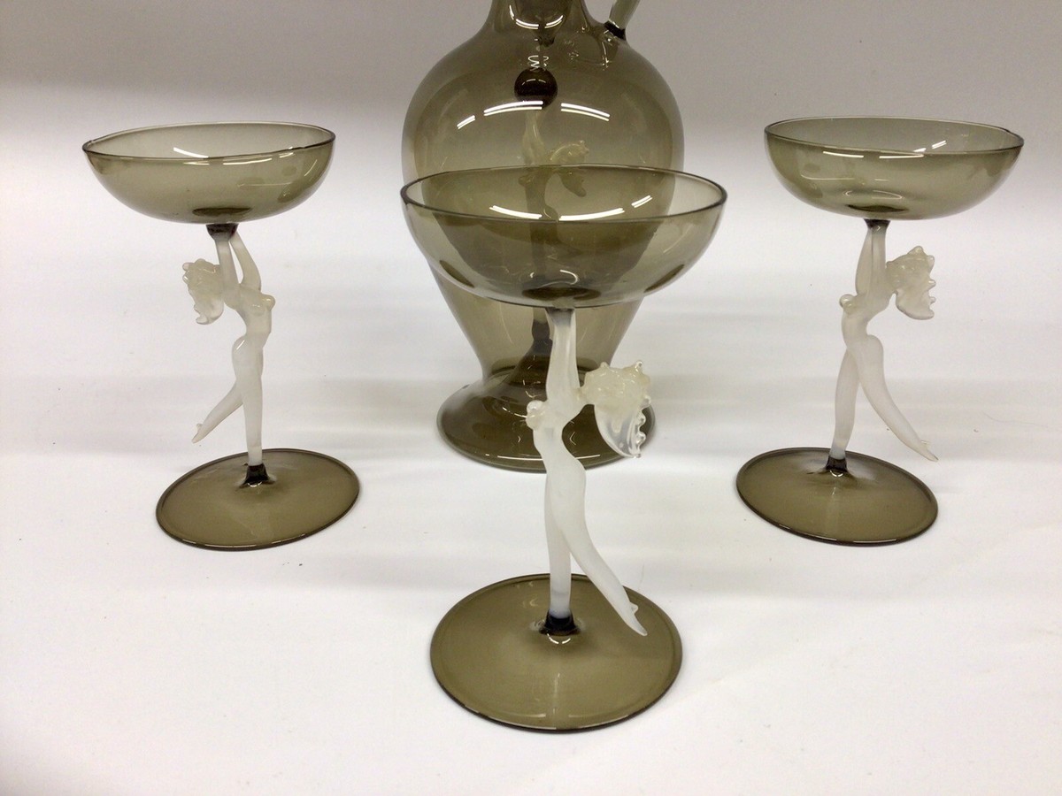 Bimini Lauscha Glass Liqueur/Cordial Set Naked Lady Lamp work