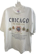 Vintage Chicago White T-Shirt Men Xl Windy City Adult Hanes USA Made