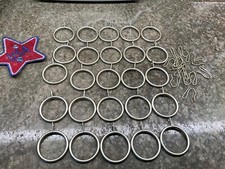 1 1/2-Inch Brushed Silver Curtain Rings with Eyelets for Curtain Rods Set of 25