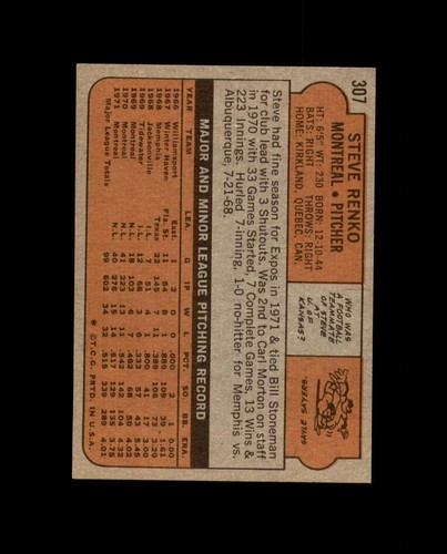 Steve Renko Signed 1972 Topps Montreal Expos Autograph EBay