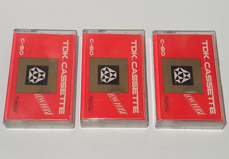 LOT 3X VINTAGE TDK BLANK CASSETTE C-60 LOW NOISE made in japan new but not seal - Image 2 of 4