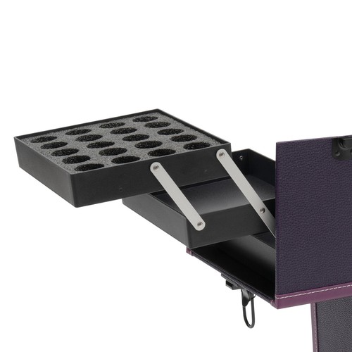 Astuccio treno trucco professionale rotante cosmetico con specchio trolley da viaggio - Foto 14 di 23