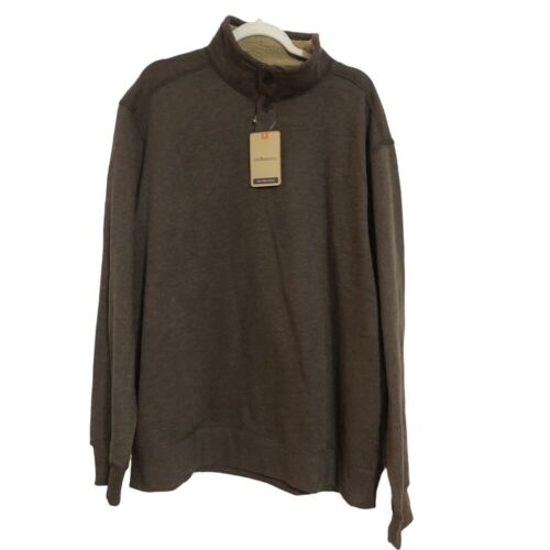 G.H. Bass NWT 3 Button Bark Brown Pine Ridge Fleece Pullover Mens Size XXL