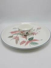 Mikasa "Silk Flowers" Chip And Dip Tray - Two Piece - Uses Dessert / Dip Bowl