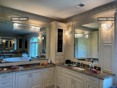 VANITY MODERN BATHROOM CRYSTAL WALL SCONCE CHROME LIGHTING FIXTURE 6 LIGHT 44''