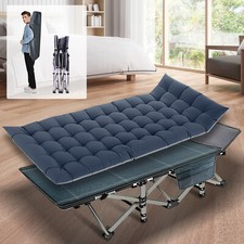 Adult Folding Camping Cot Military Cots Sleeping Bed With Mattress  Carry Bag