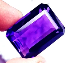 Large Purple Amethyst 105.3 CT Emerald Cut Faceted Loose Gemstone Gift for Women