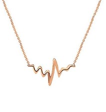 14K Rose Gold Heartbeat Necklace 16 to 18 inch Adjustable Chain Lobster Claw