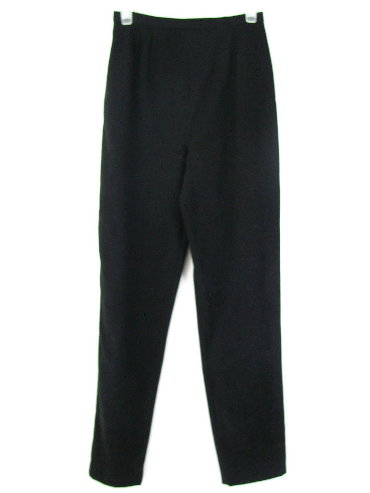 Black Velour Slacks women Pants size 6 back closure Straight Leg stretch dressy