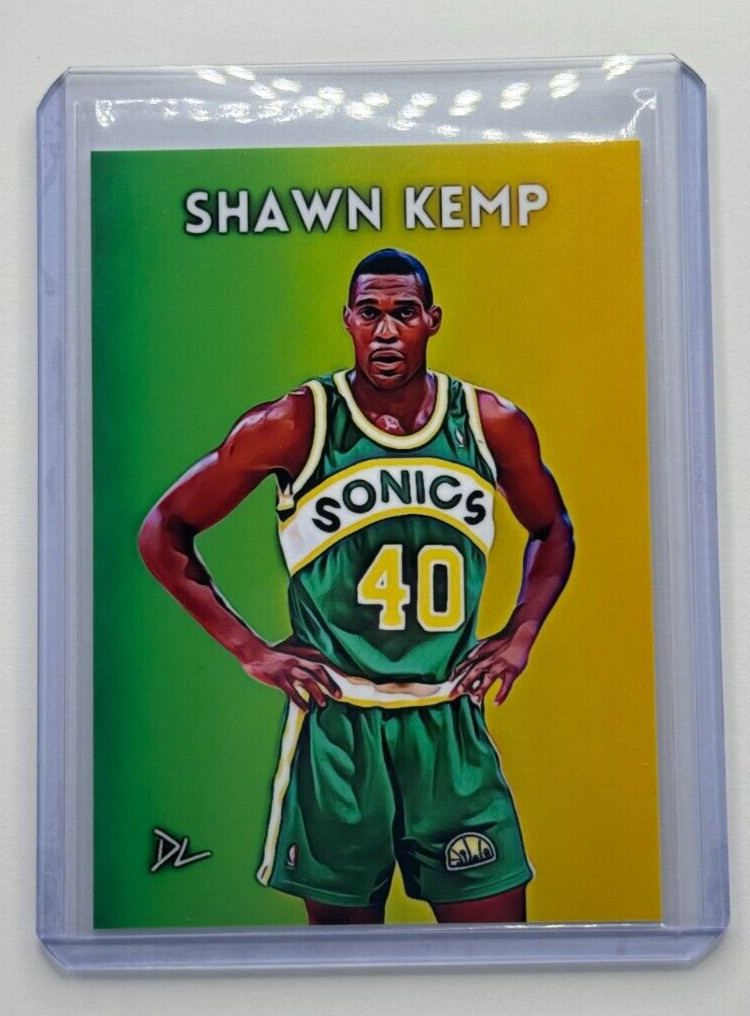 Shawn Kemp Limited Edition Artist Signed "Seattle Supersonics" Trading Card 3/10