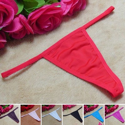 Solid color T-back Underwear G-String Thongs Knickers Lingerie Panties