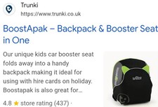 Trunki Boostapak Car Booster Seat Backpack