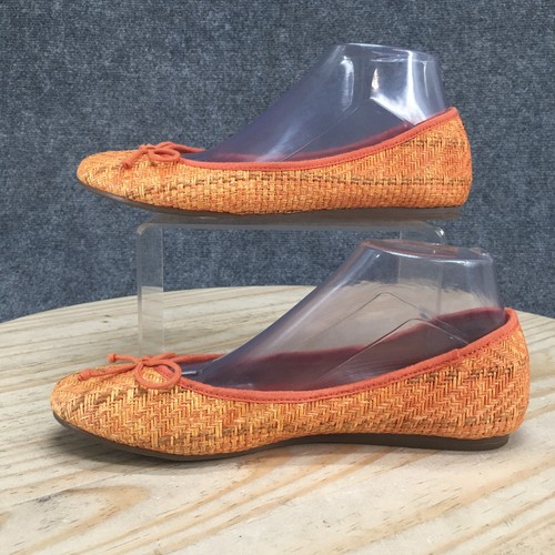 Franco Sarto Shoes Womens 8.5M Zapp Ballet Flates Woven Weaved Orange Casual - Picture 2 of 16