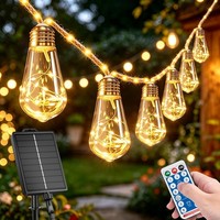 Solar Lichterkette AußEn Vintage Hanfseil Wetterfest LED Warmweiß Garten 10M