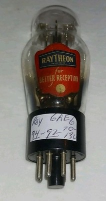 RAYTHEON 6AE6 DUAL TRIODE TUBE FOR CONTROL OF ELECTRON RAY EYE TUBES TESTED GOOD