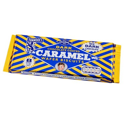 Tunnocks Caramel Dark Chocolate Wafer Biscuits mit Karamell 8x30g