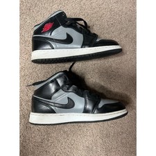 Nike Air Jordan 1 Mid GS Shadow Grey Red 554725-096 Size 6Y Women's Size 7.5