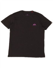 Alpha Industries T-Shirt Uomo Grafica Top Grande Nero Cotone CU05