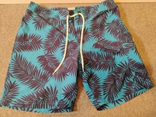 J Crew Men  s Flex Lined Swim Trunks Shorts Size Large Floral Elastic Waist Sz 33