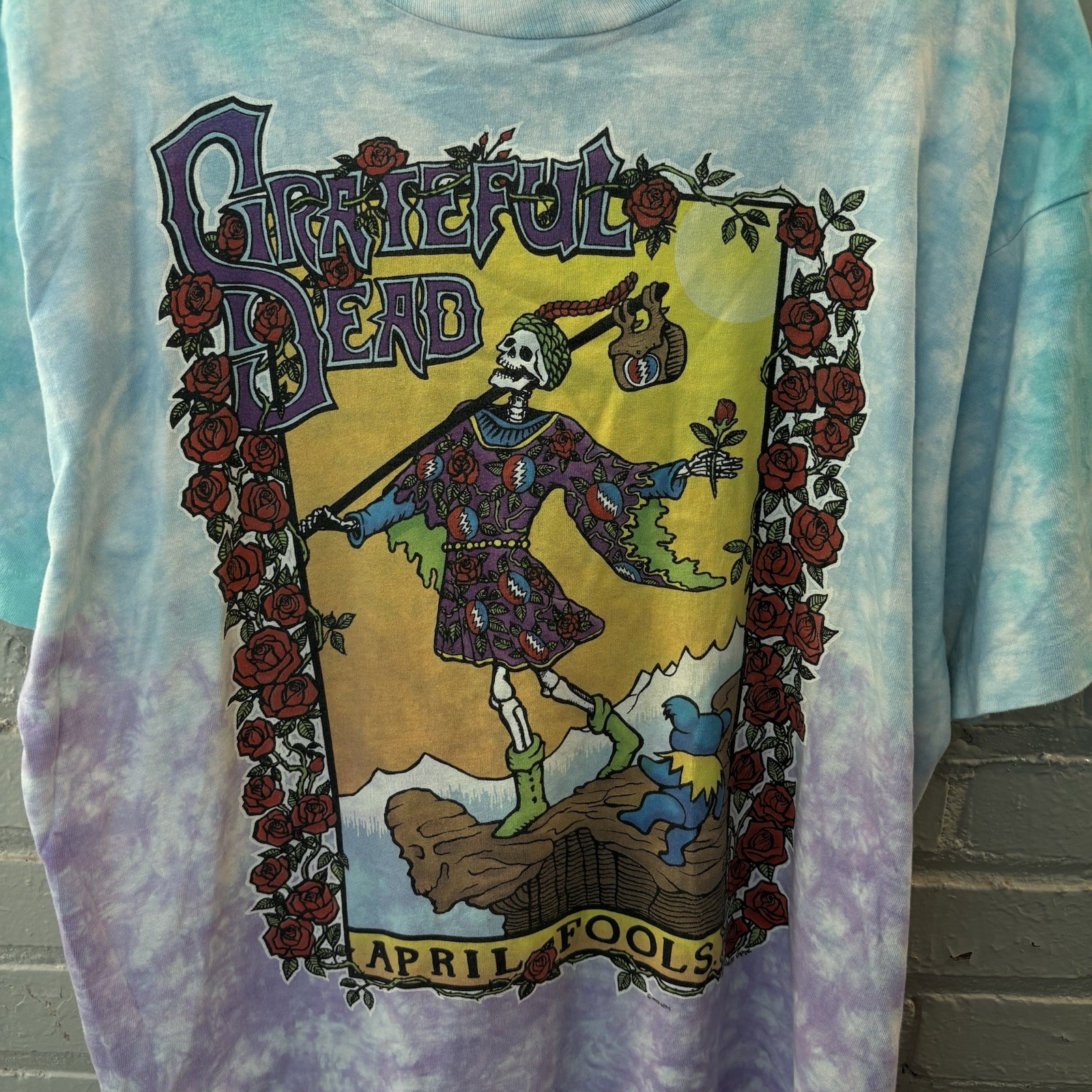Vintage grateful dead shirt 1993 April Fools Concert Liquid Blue Tie Dye Xl image 4
