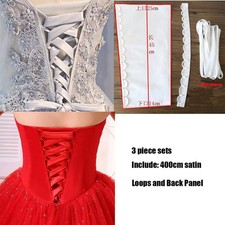 Satin Corset Wedding Gown Replace zipper - Loops With Back Panel 3piece Set