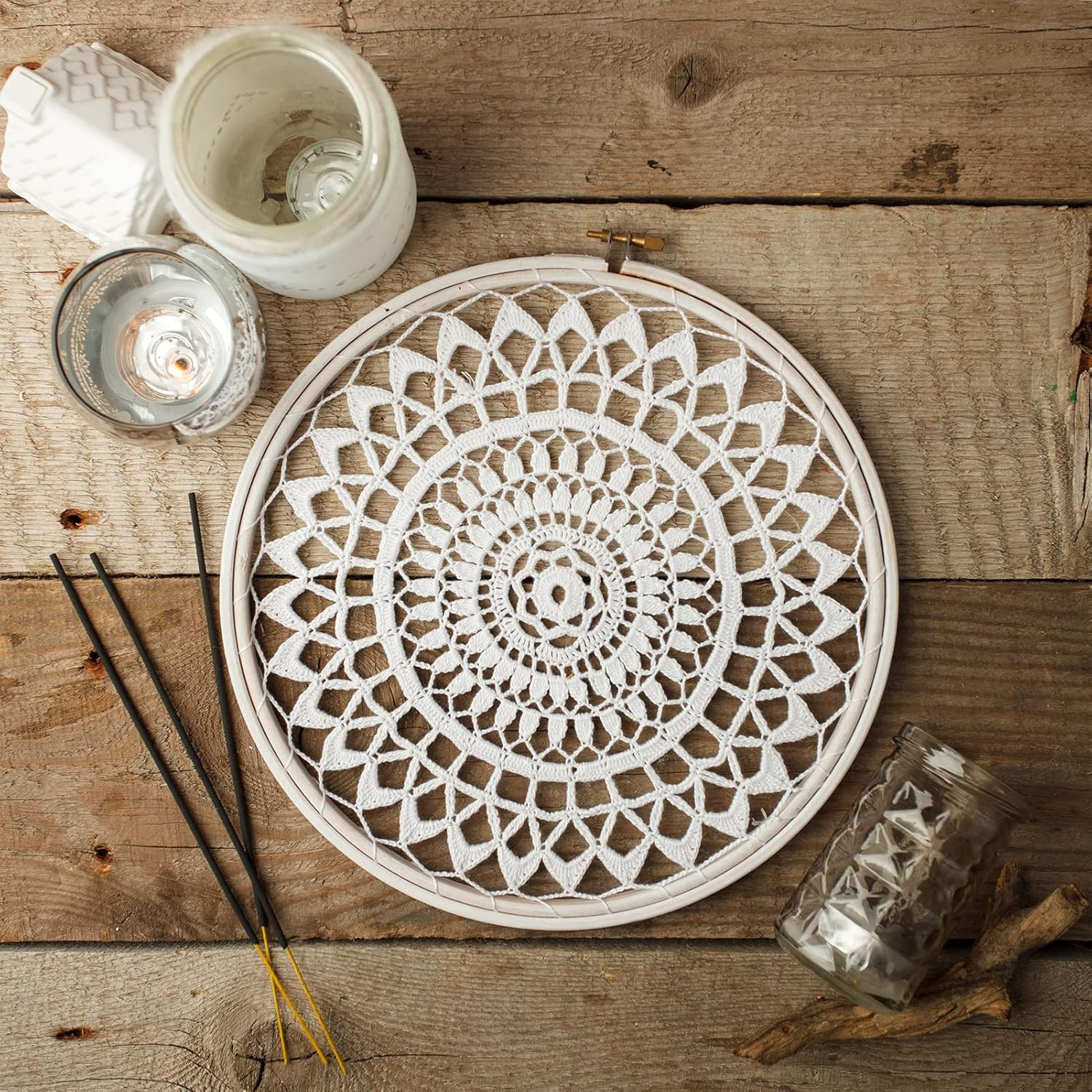 12 Pieces 8 Inch round Embroidery Hoops Bamboo Circle Cross Stitch Hoop for Embr