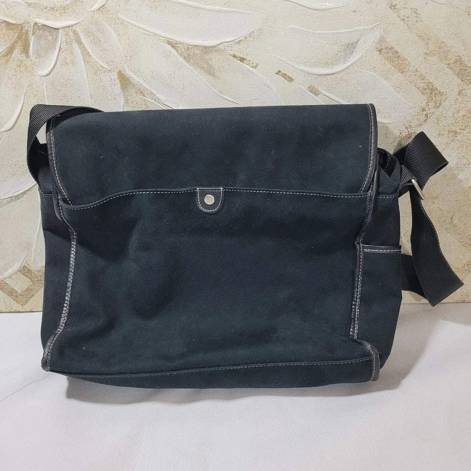 Kenneth Cole Bolso Negro Gamuza Unisex Nueva York Solapa Mensajero Maletín Laptop Y2K Foto 3 de 4