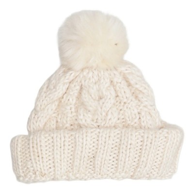H&M, Bommelmütze, Größe: ONE SIZE, Acryl/Polyester/Wolle, Beige, Damen #1EE