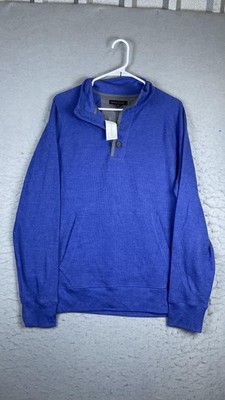 Banana Republic Sweatshirt Mens Large Blue Henley Mock Neck Pocket Pullover Knit