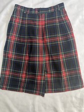 Vintage Rafaella 100 Wool Red Plaid High Waisted Shorts Pleated Front Size 10
