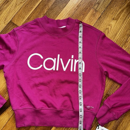 Calvin Klein Damen Hot Pink Cropped Rundhalsausschnitt Sweatshirt X-Small Neu mit Etikett - Bild 6 von 11