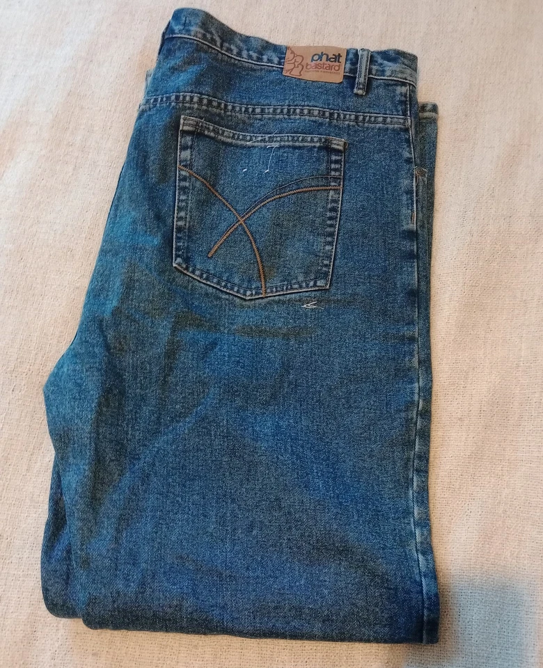 Y2K Phat Bastard Men's Blue Denim Jeans W40 L29 Straight Medium Wash Zip Fly - Image 2 of 4