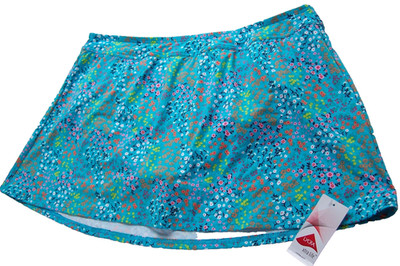 nwt LANDS' END Women 18W Tummy Control Swim Skirt 14.5'' Long Darling Blue Floral