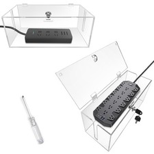 2PC Acrylic Plug Organizer Upgrade,Cable Management Box with Lock,Cable Organ...