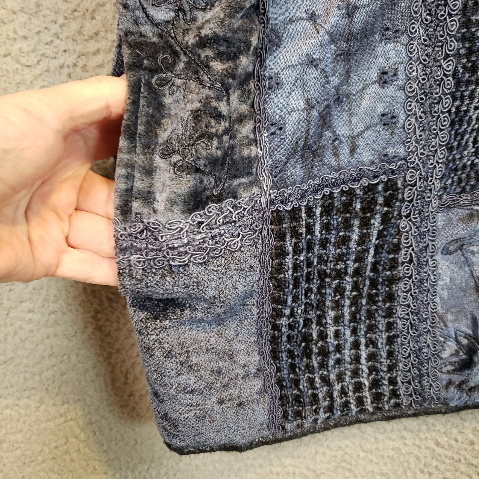 Flashback Velvet Patchwork Jacket Womens M Blue C… - image 2