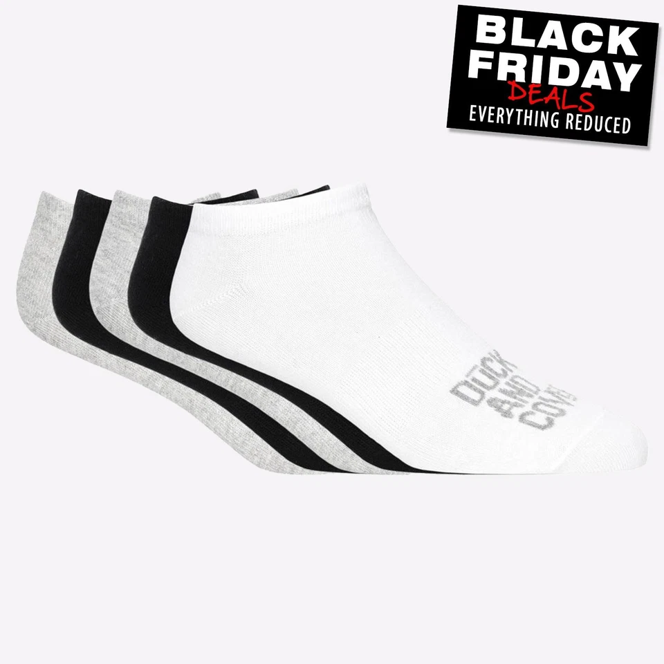 Duck and Cover Fubel Casual Comfort Trainer Socks 5pk Mens Assorted
