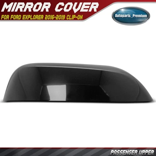 Right Passenger Mirror Cover Cap Smooth Black for Ford Explorer 16-19 Clip-On