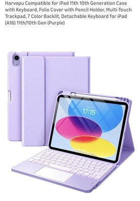 *NEW* Folio Backlit Keyboard Case-Purple Compatible For iPad 11th&10th GEN