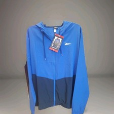 Image of Reebok Training Jacket Mens Size XL Style 3RSMJ1706 Vector Blue Zip Hooded Coat
